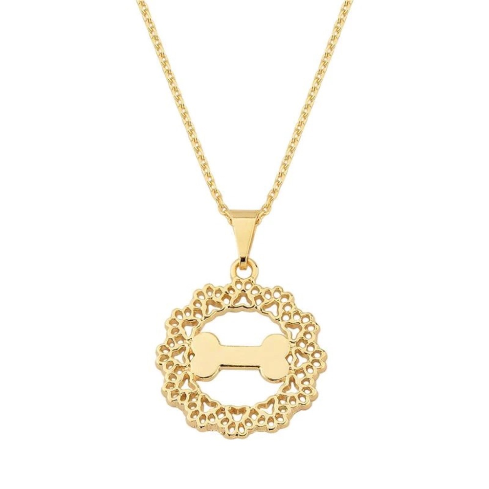 Paws & Bone Necklace - 18K Gold Filled